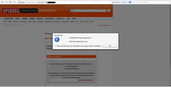 Screenshot of the second XSS at spiegelonline.de